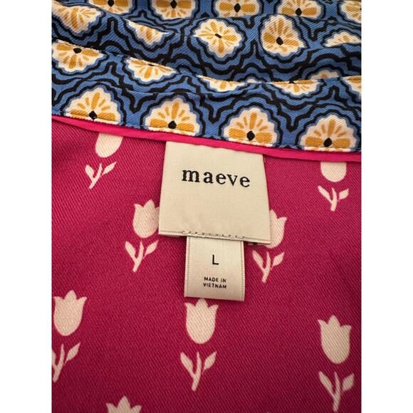 Maeve by Anthropologie The Paz Button Down Shirt Mixed Print Floral Colorful L - Picture 4 of 8